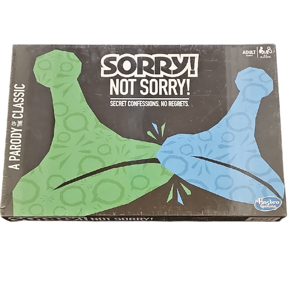 Hasbro Sorry! Not Sorry! Game - Green and Blue Edition New Sealed